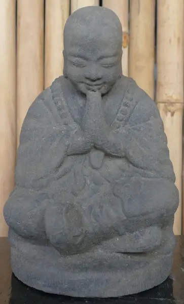 Product image 1 of the product “Sitting Monk, 25cm height, cast lava stone, handcrafted & coloured ”